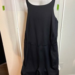 Black high neck mid thigh jumpsuit